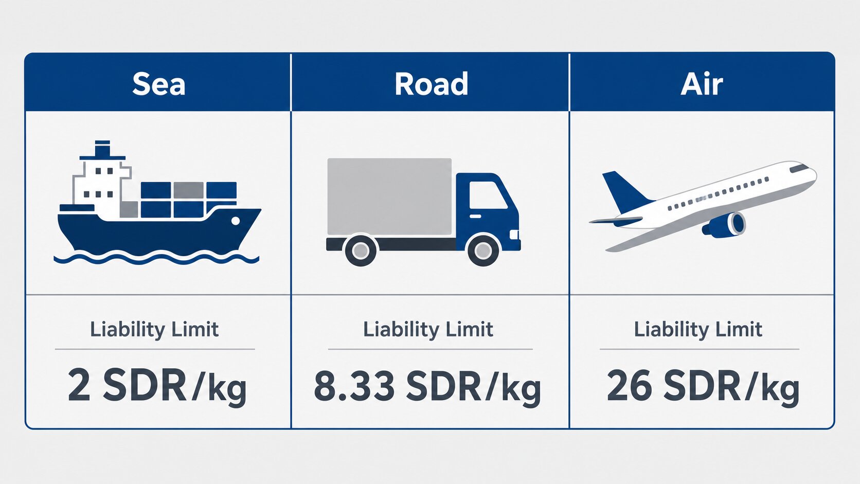 Carrier liability limits by convention