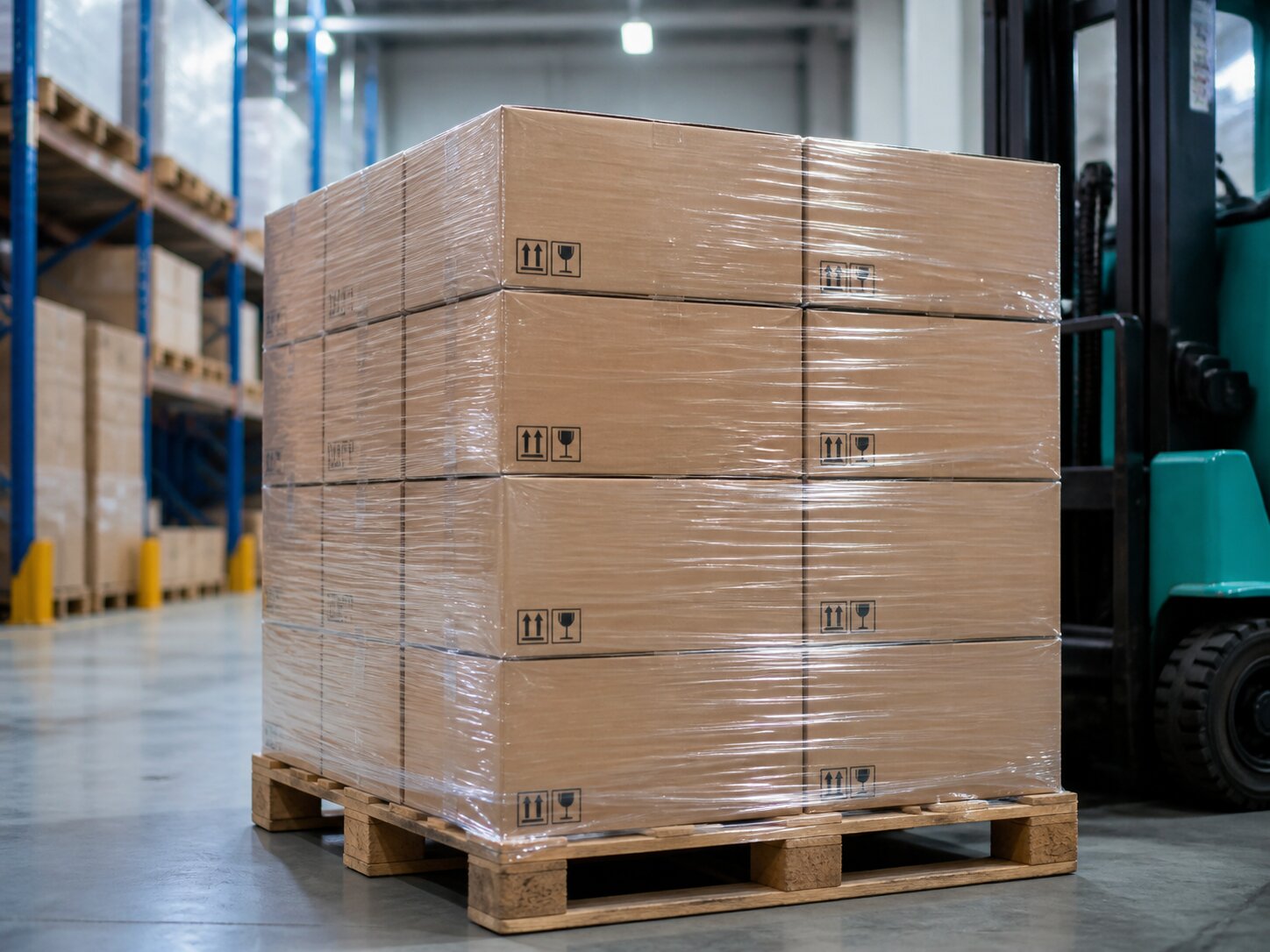 Correctly stretch-wrapped freight pallet