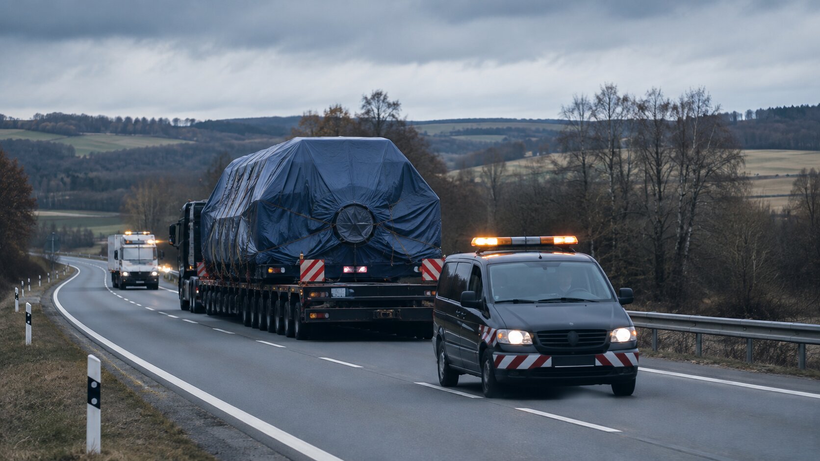 Oversized cargo transport convoy