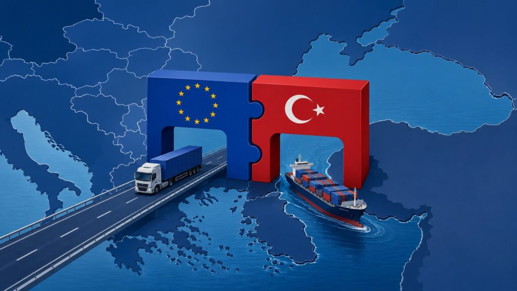 Illustration of EU and Türkiye customs gates