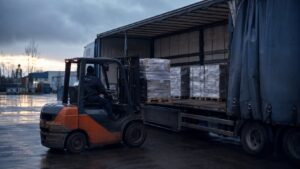 Wrapped pallets loaded onto a truck — where cargo insurance for European shipments risk begins
