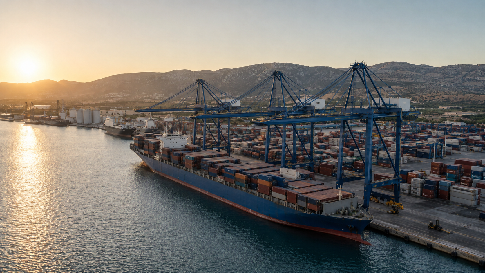 Golden Hour Container Port vista