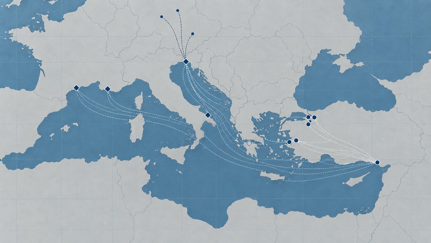 Map of Ro-Ro shipping routes from Turkey to Europe